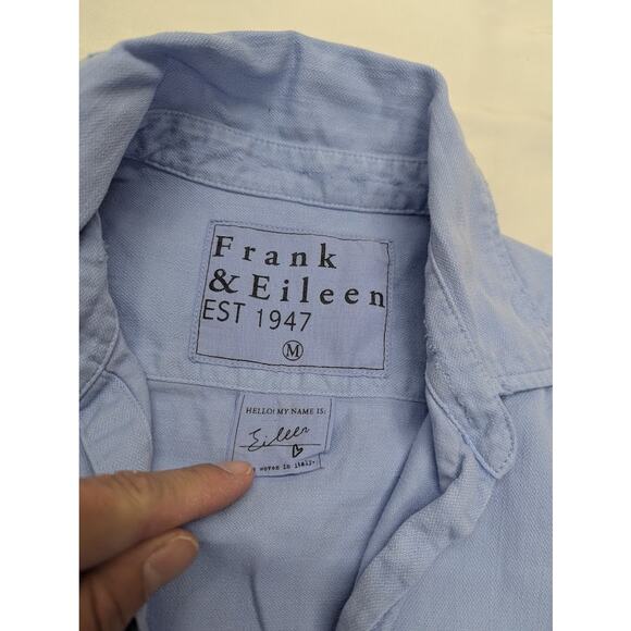 Frank & Eileen Eileen Distressed Relaxed Button Up Shirt Classic Blue Women Med - Picture 3 of 8